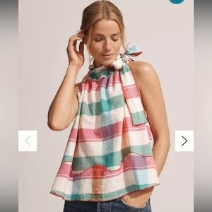 Maeve Anthropologie Linen Blend Tie Neck Halter Top